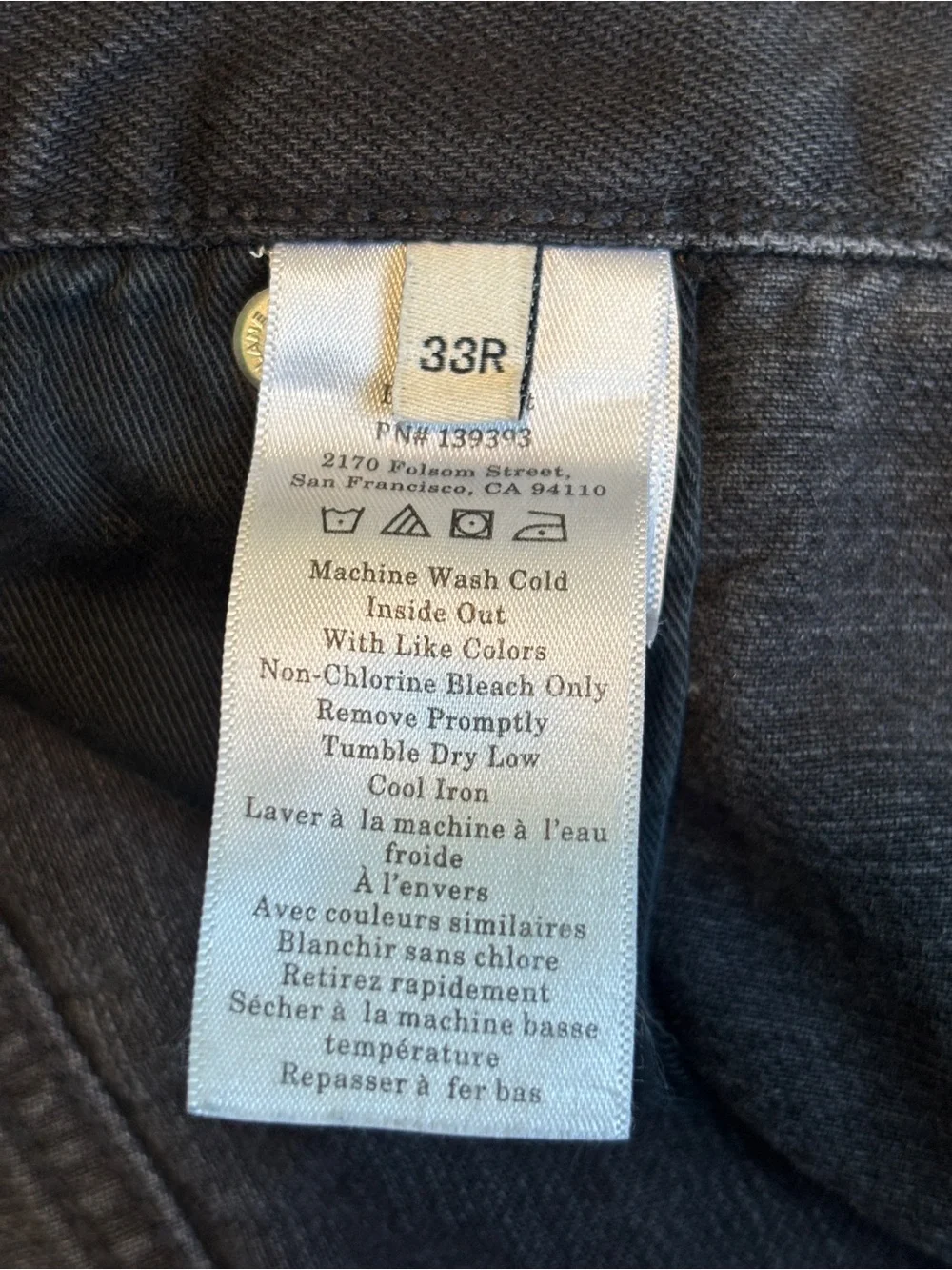 Everlane OG Baggy Jean Short Washed Black 33